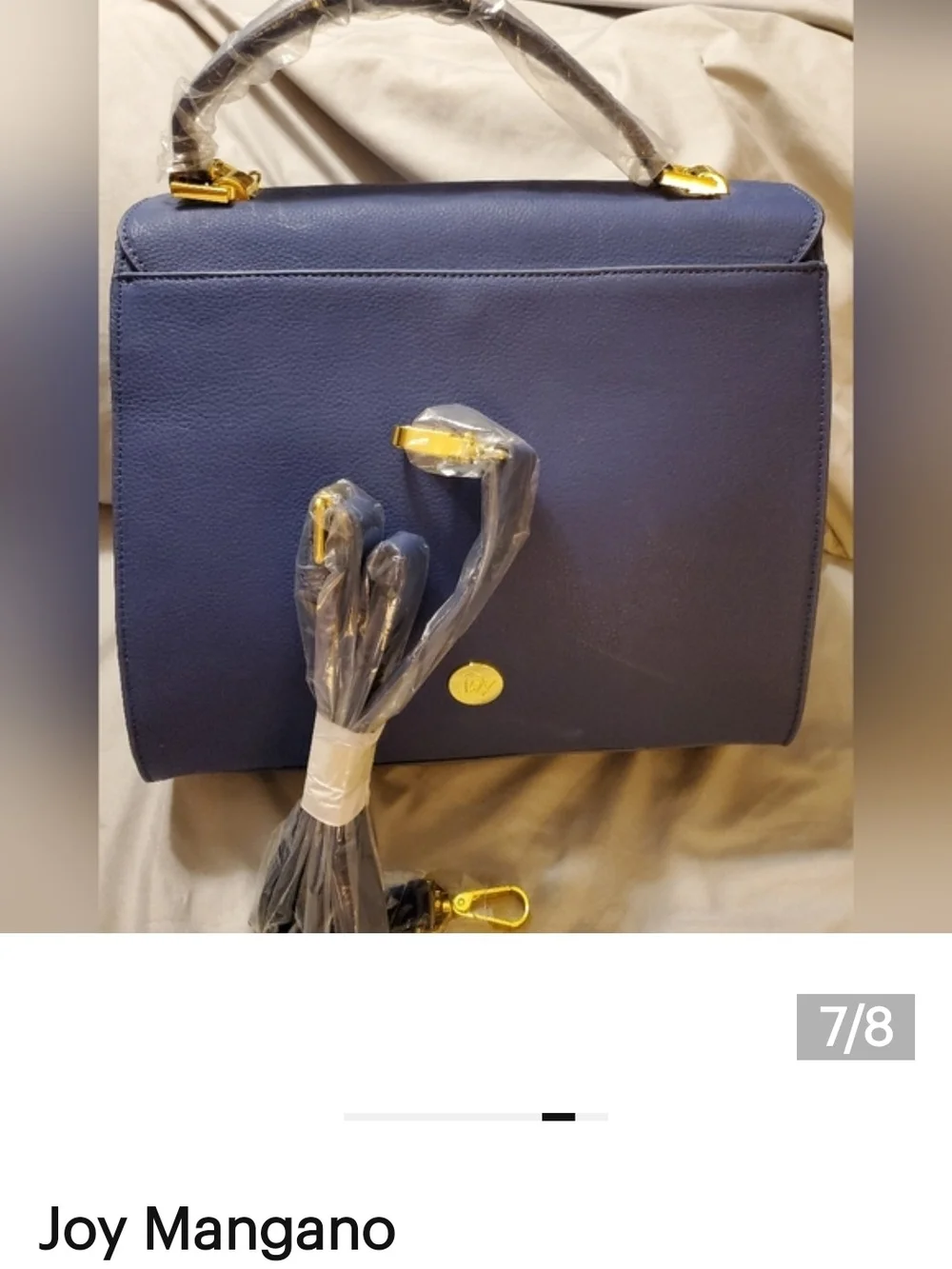Joy Mangano Blue Satchel with Gold Hardware and Tassel